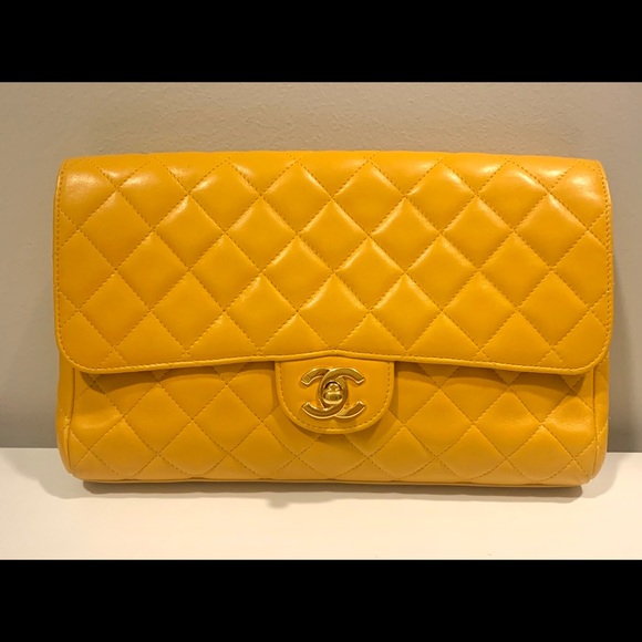 SOLD Chanel Authentic Quilted Flap Leather Clutch - Picture 13 of 13